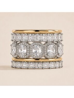 8.75 CTW White Sapphire Cushion Cut Stacking 5-piece Ring Set
